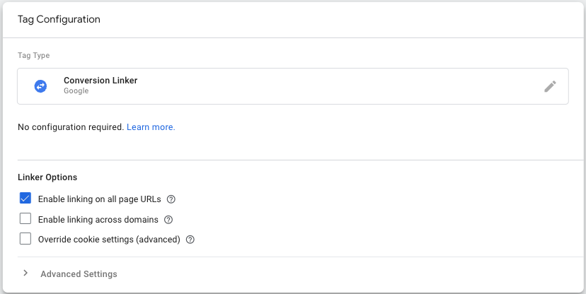 Create a Conversion Linker tag