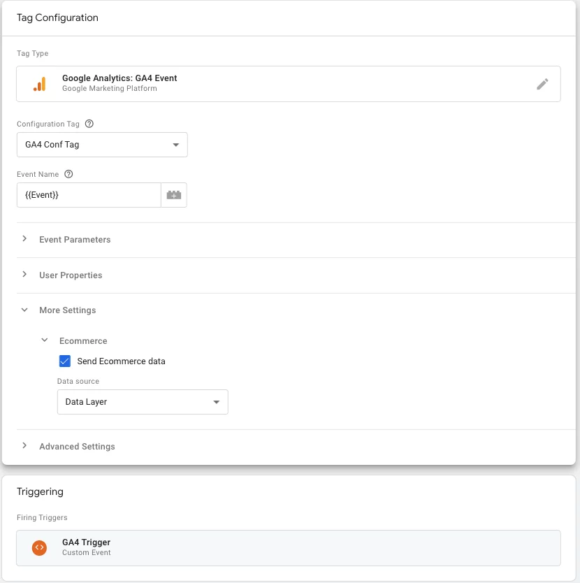 Tag configuration window