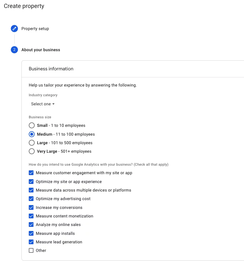 Admin - Create Property screenshot step 2
